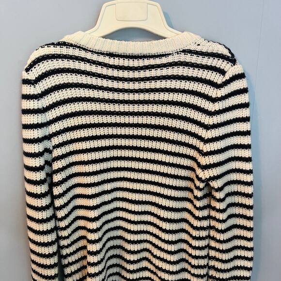 LE3NO Navy White Striped Sweater Size Large Preloved - Picture 9 of 12